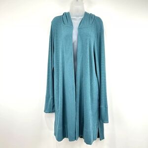 Athleta Women's Harmony Pose Wrap Cardigan Teal Long Sleeve Hooded Ribbed XL